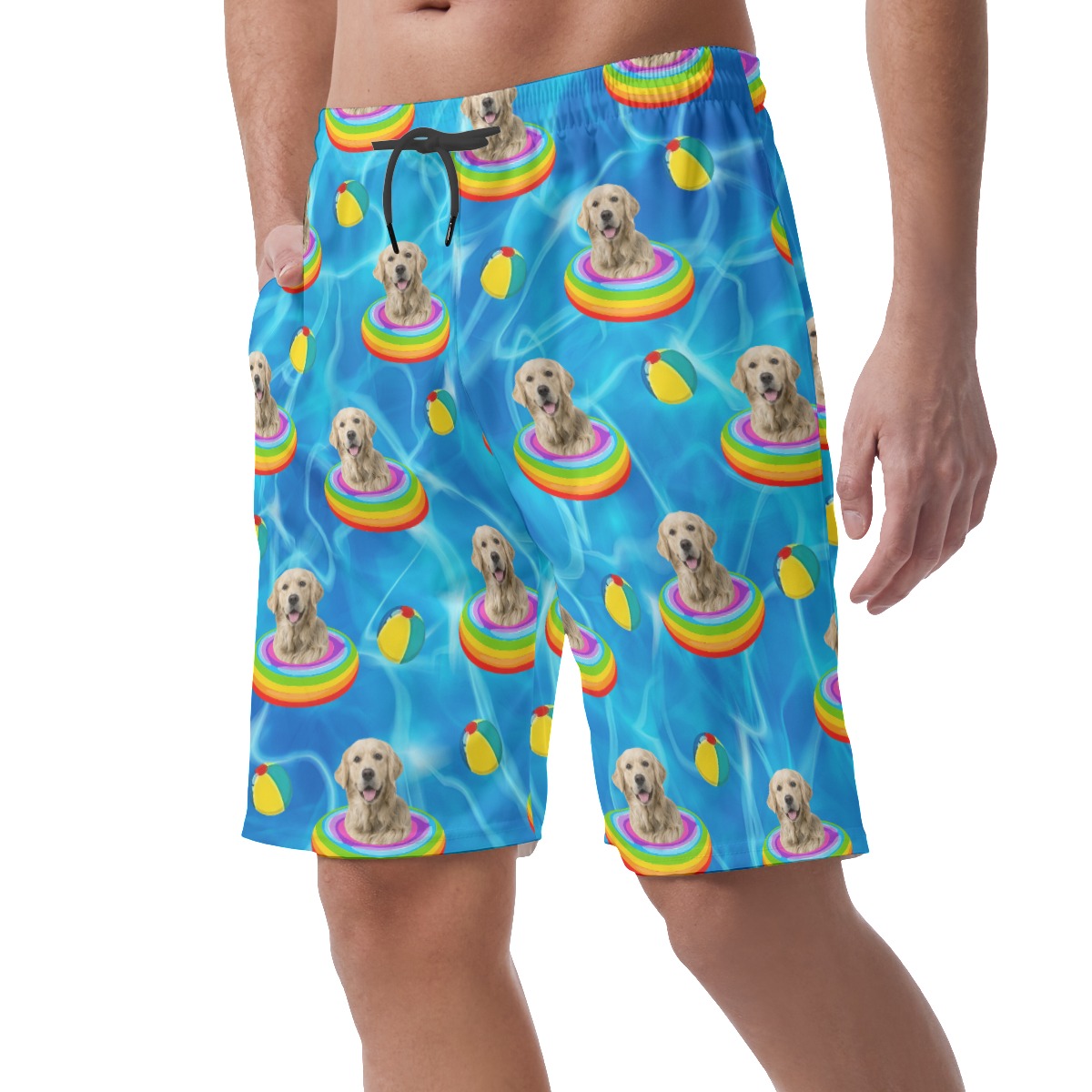 Funny Custom Pet Face Swimming Pool Party Summer Beach Shorts For Men