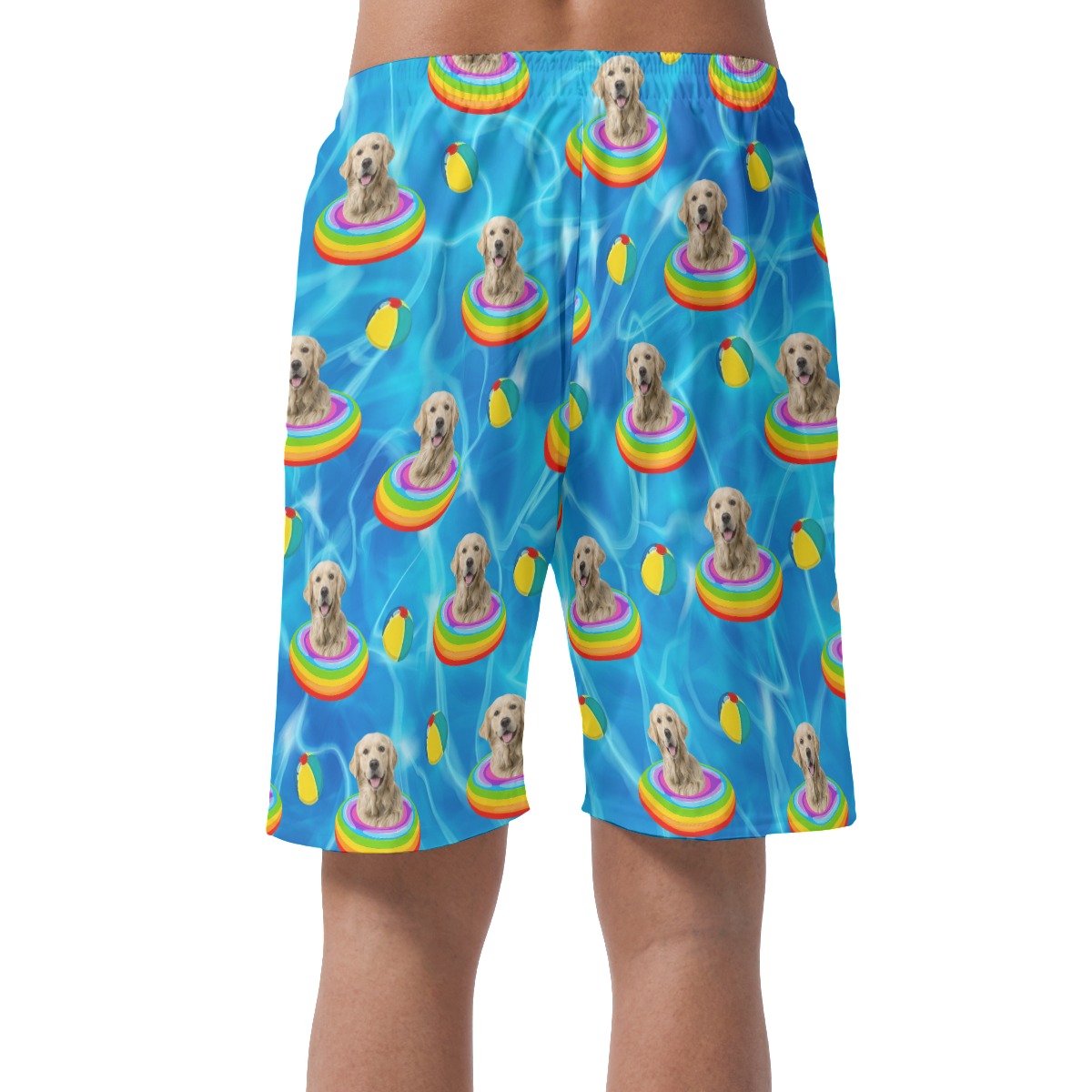 Funny Custom Pet Face Swimming Pool Party Summer Beach Shorts For Men