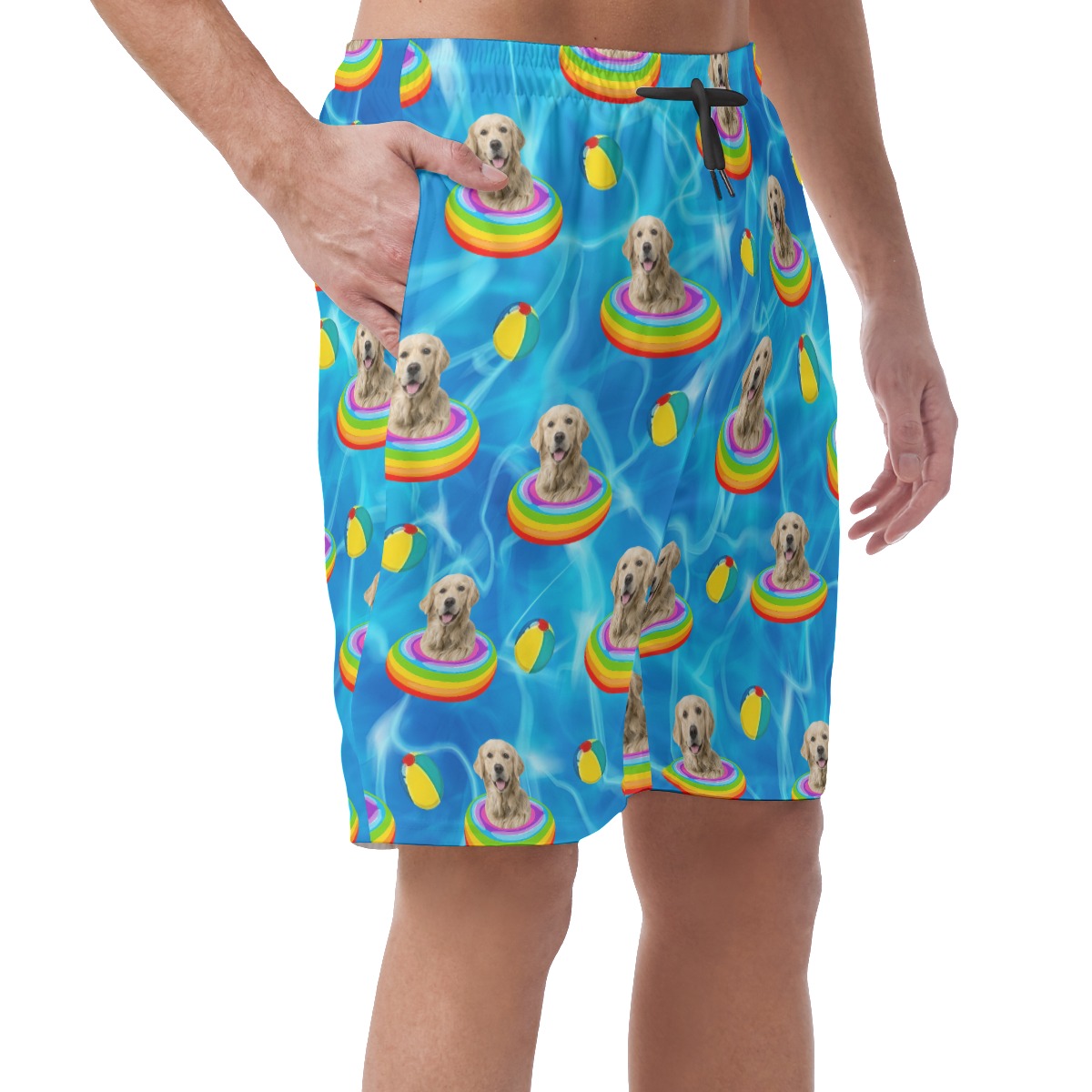 Funny Custom Pet Face Swimming Pool Party Summer Beach Shorts For Men