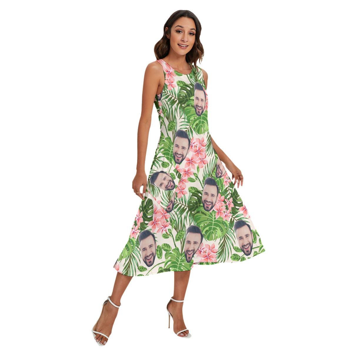 Unique Custom Face Hawaiian Sleeveless Dress