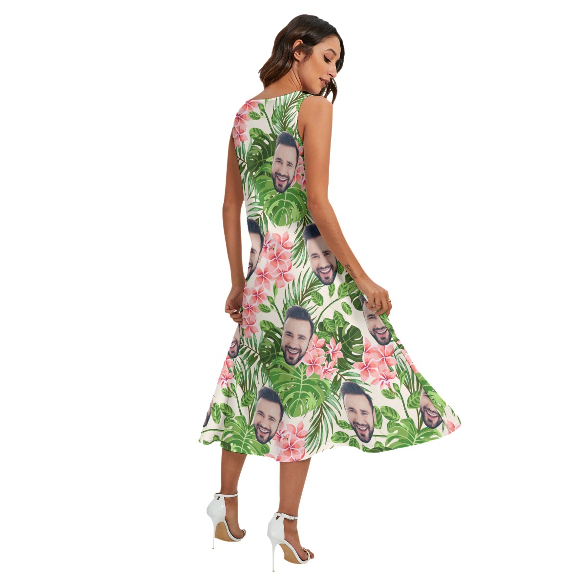 Unique Custom Face Hawaiian Sleeveless Dress