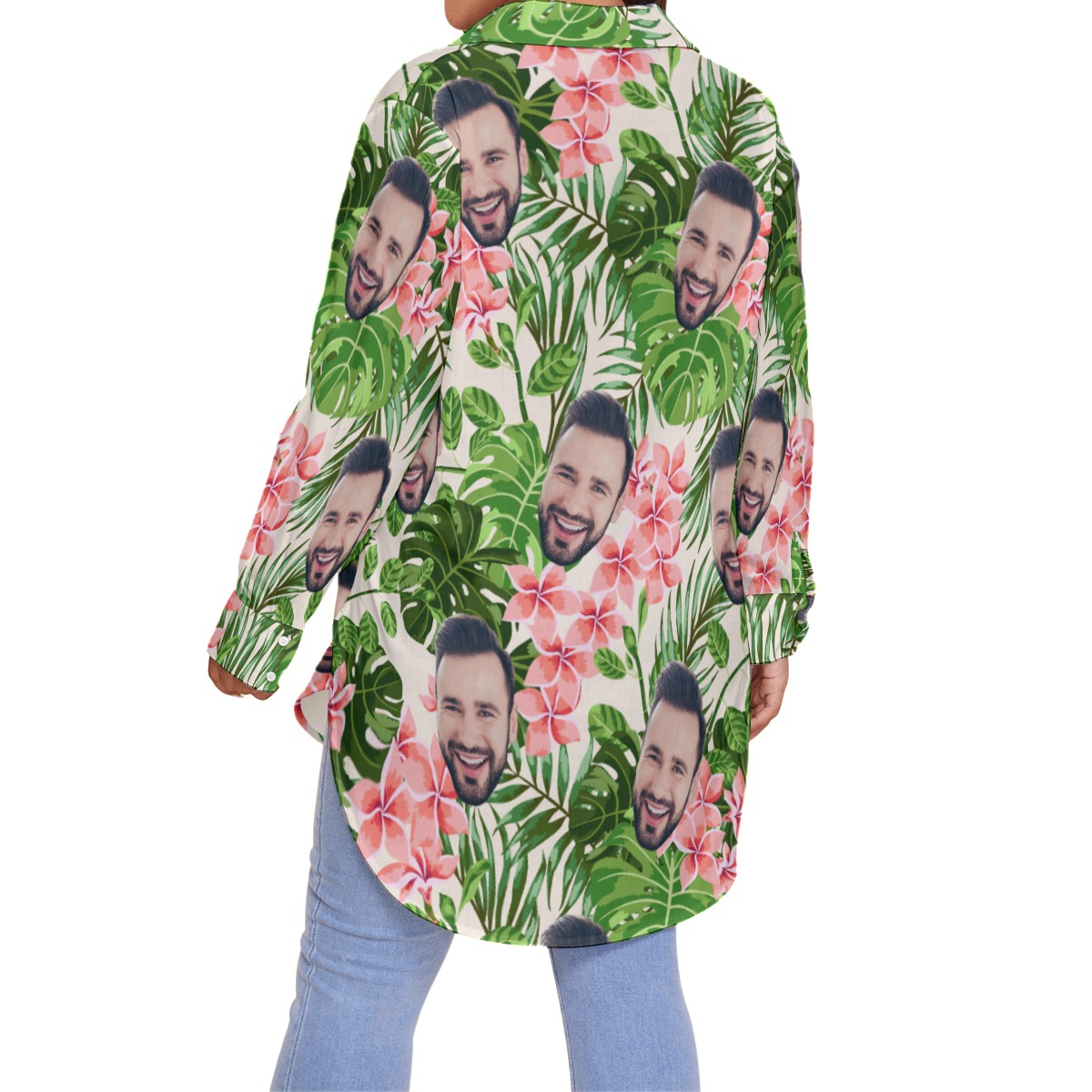 Custom Face Oversized Hawaiian Shirt For Women
