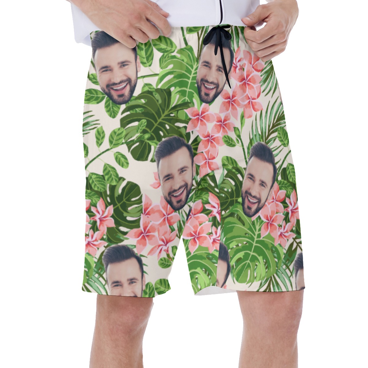 Face Custom Hawaiian Swim Trunks For Men