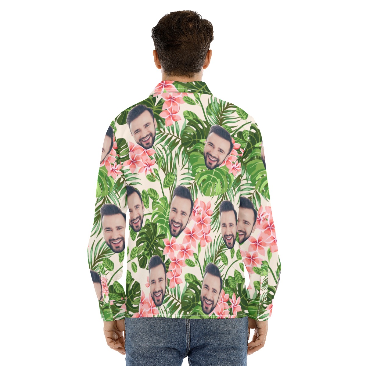 Custom Face Long Sleeve Hawaiian Shirt For Men
