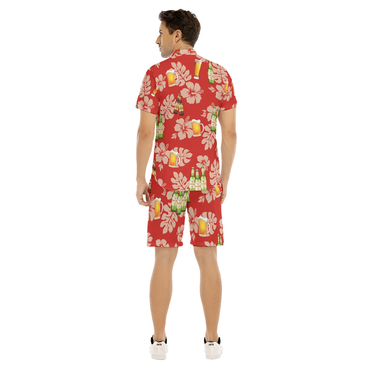 Set Custom Face Beer Hawaiian Shirt And Shorts For Men