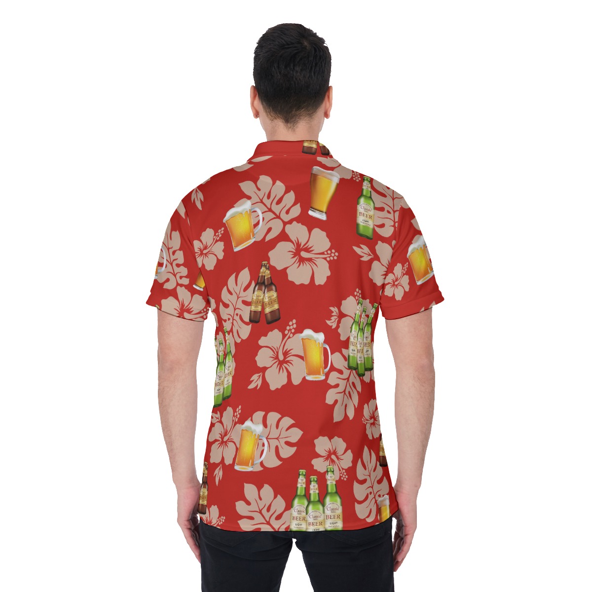 Custom Beer Hawaiian Polo Shirt With Face For Him
