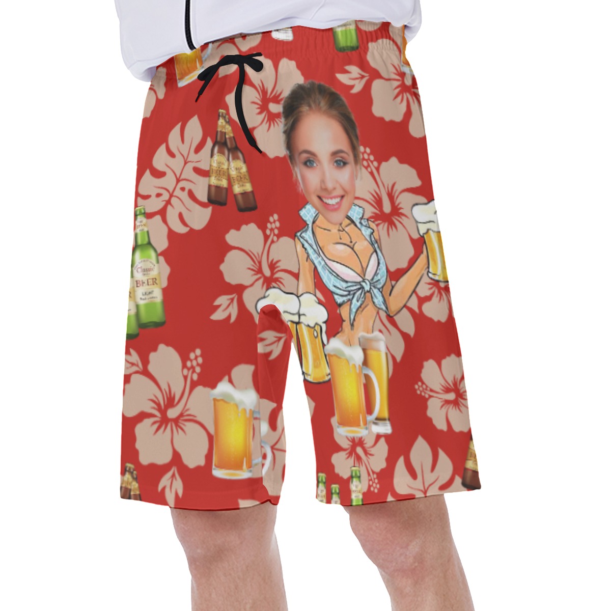 Funny Custom Face Beer Summer Swimwear For Men