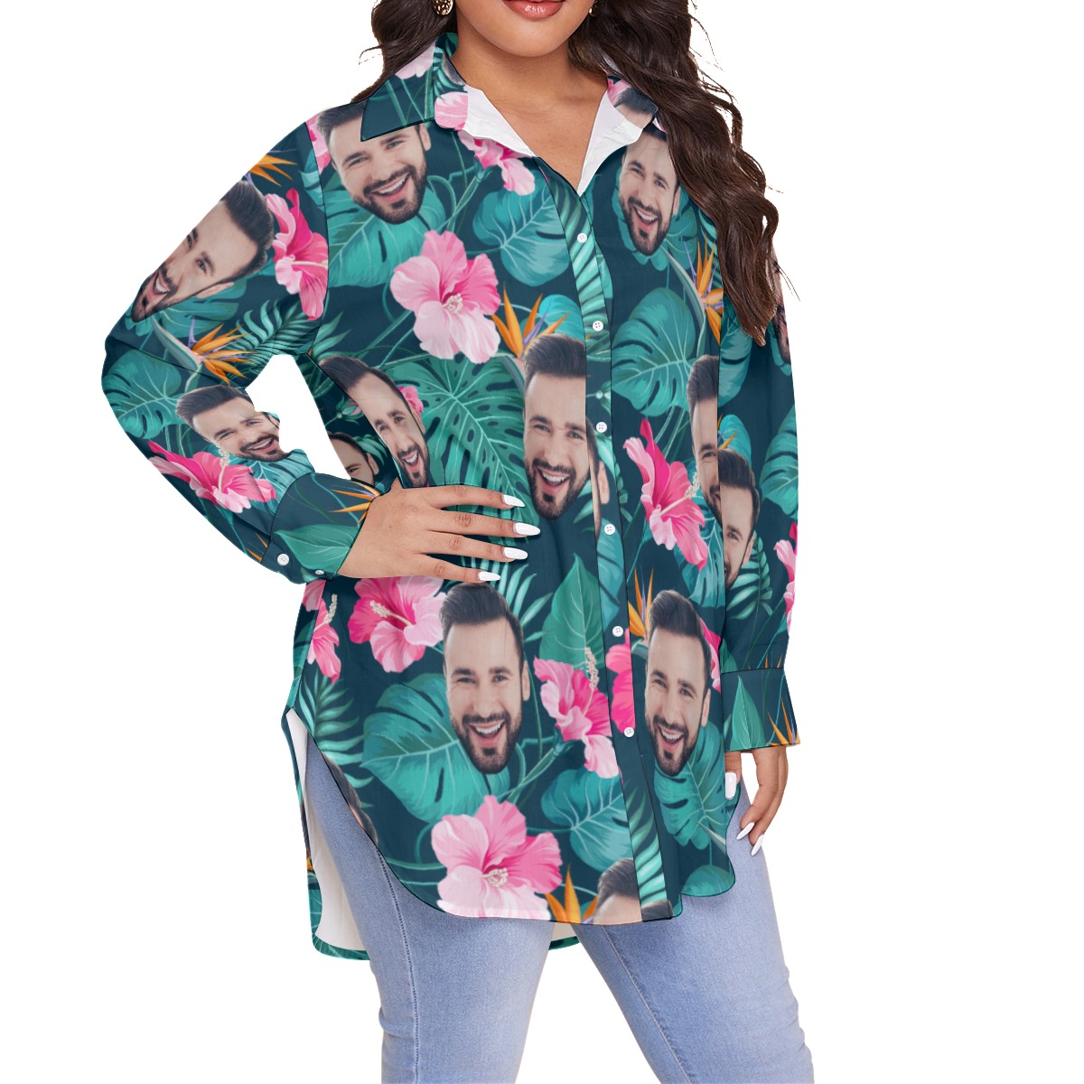 Custom Face Plus Size Hawaiian Shirts For Women