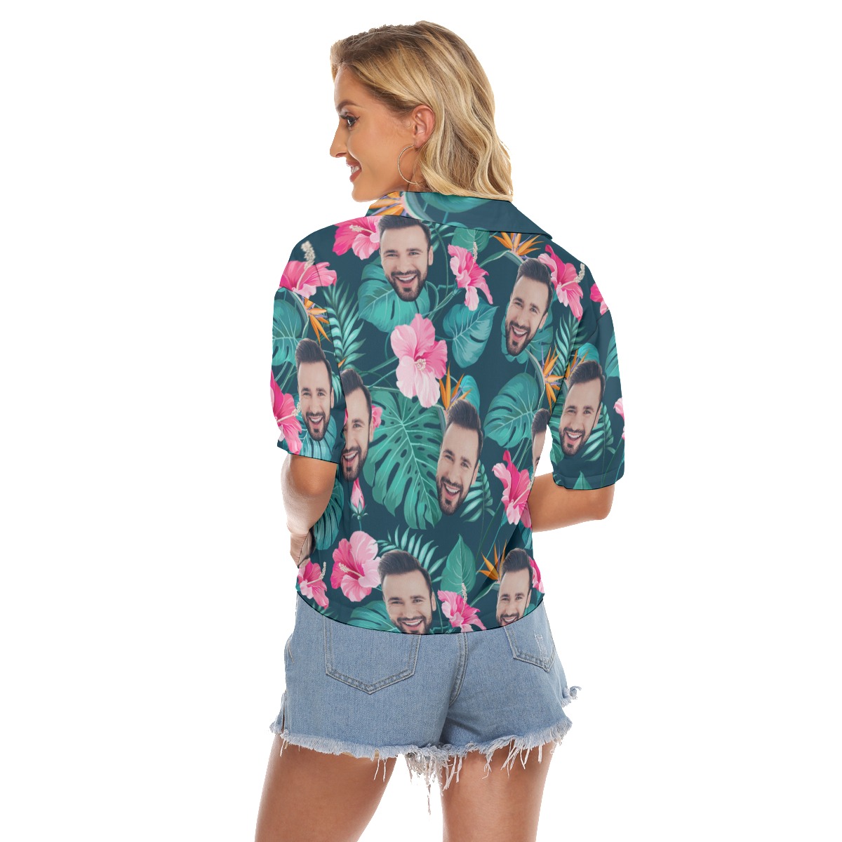 Custom Face Crop Top Hawaiian Shirts For Women