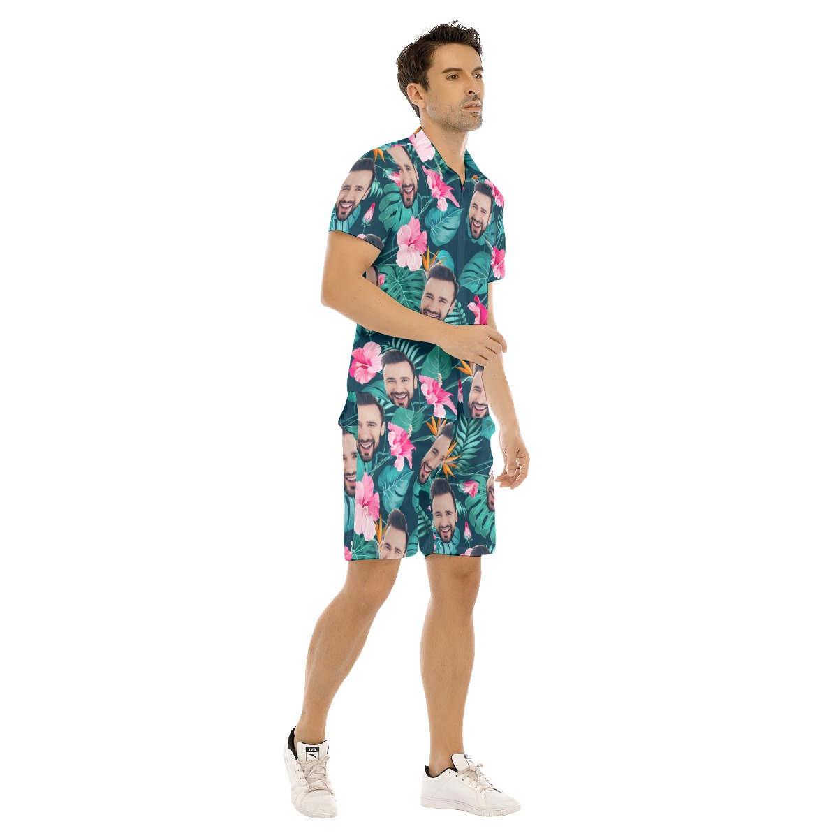 Custom Face Hawaiian Shirt And Shorts Set For Men