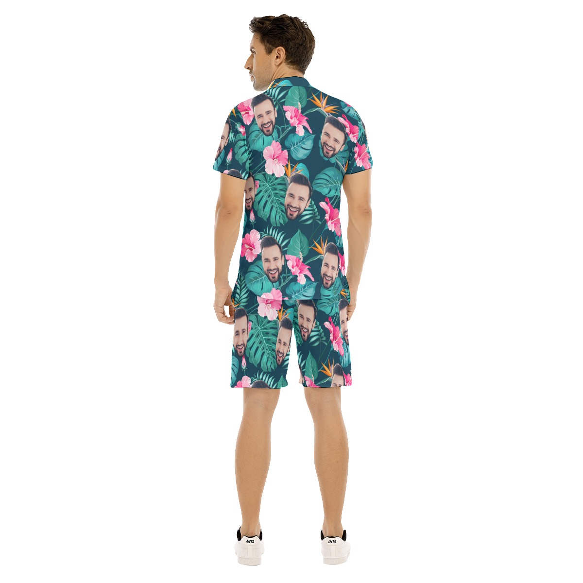 Custom Face Hawaiian Shirt And Shorts Set For Men