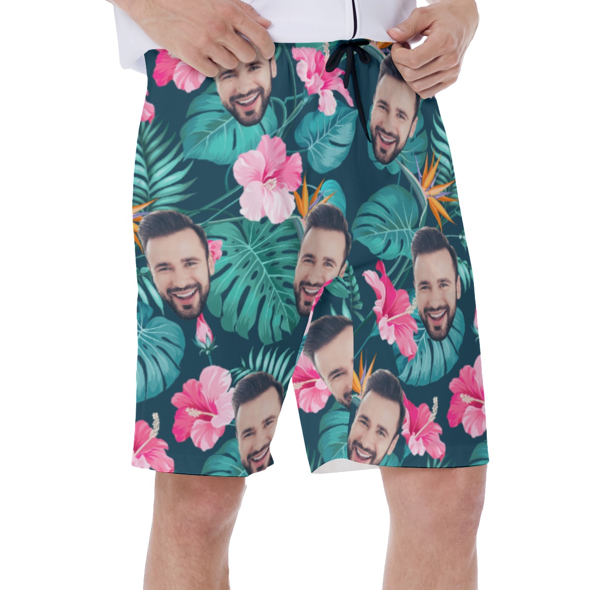 Custom Face Aloha Swim Trunks For Men