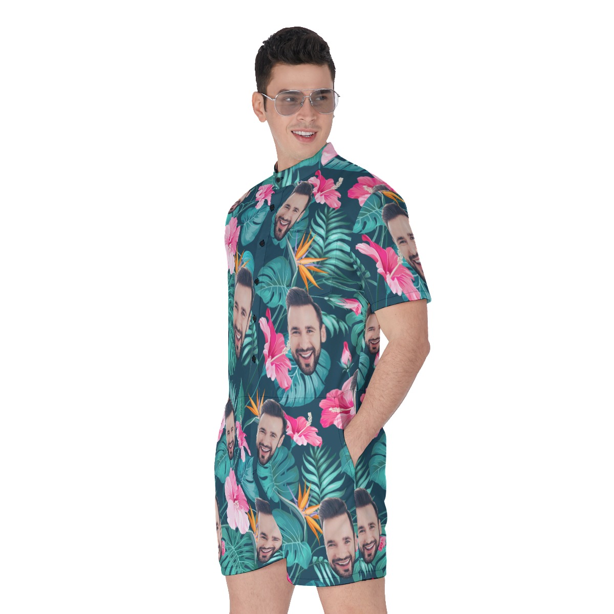 Custom Face Hawaiian Rompers For Men