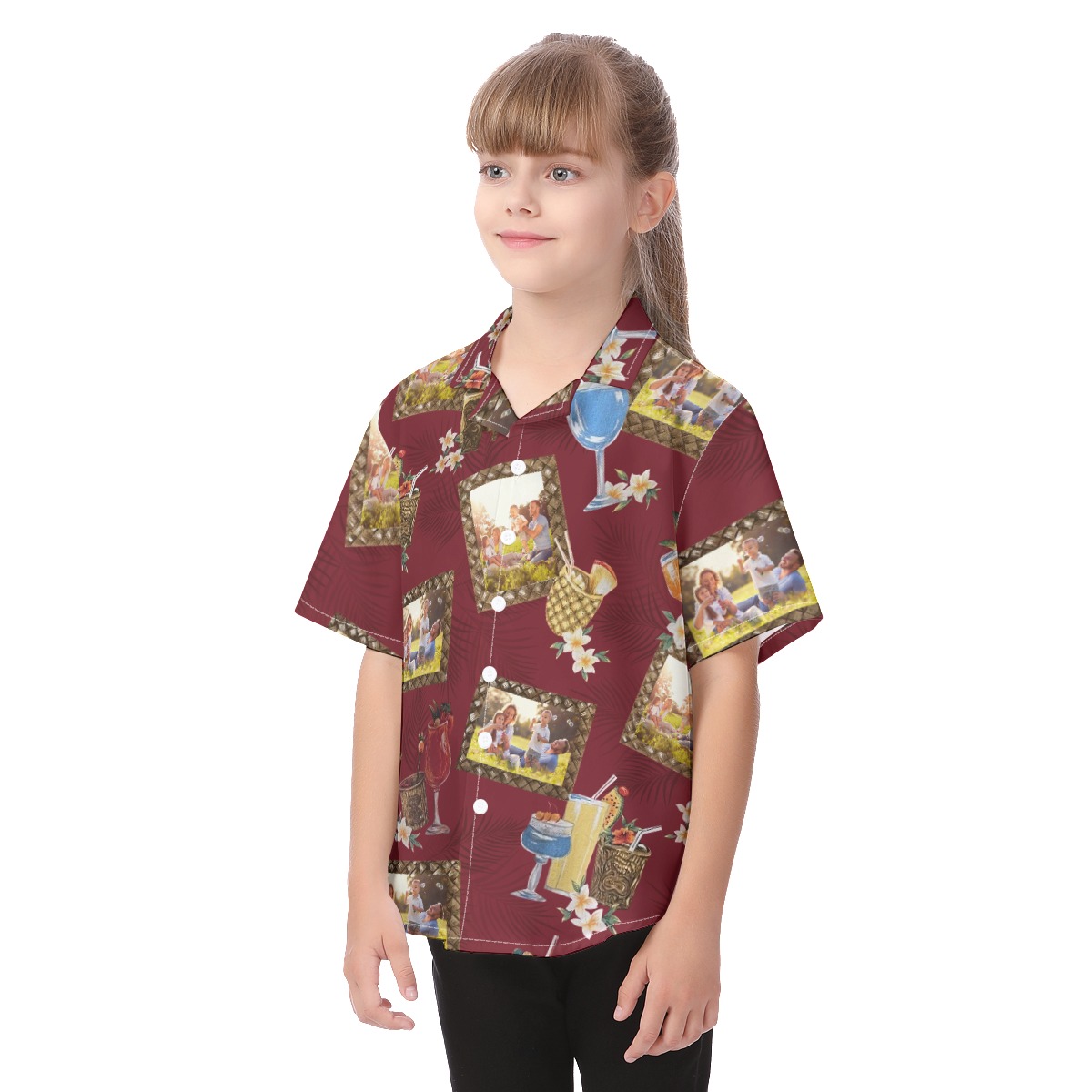 Cute Custom Photos With Tiki Drinks Hawaiian Shirt For Kids
