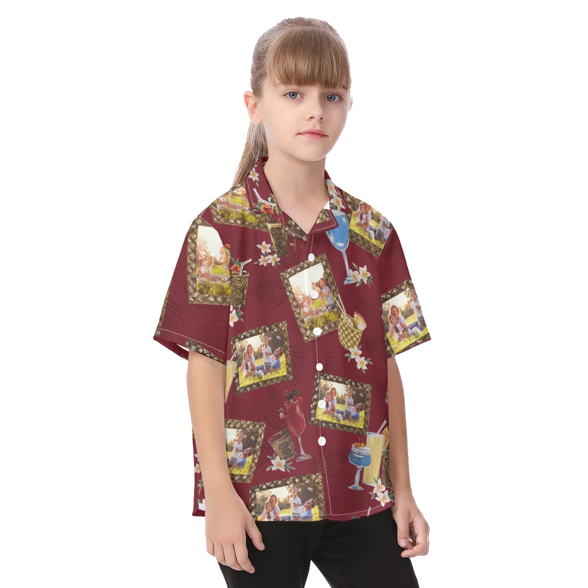 Cute Custom Photos With Tiki Drinks Hawaiian Shirt For Kids