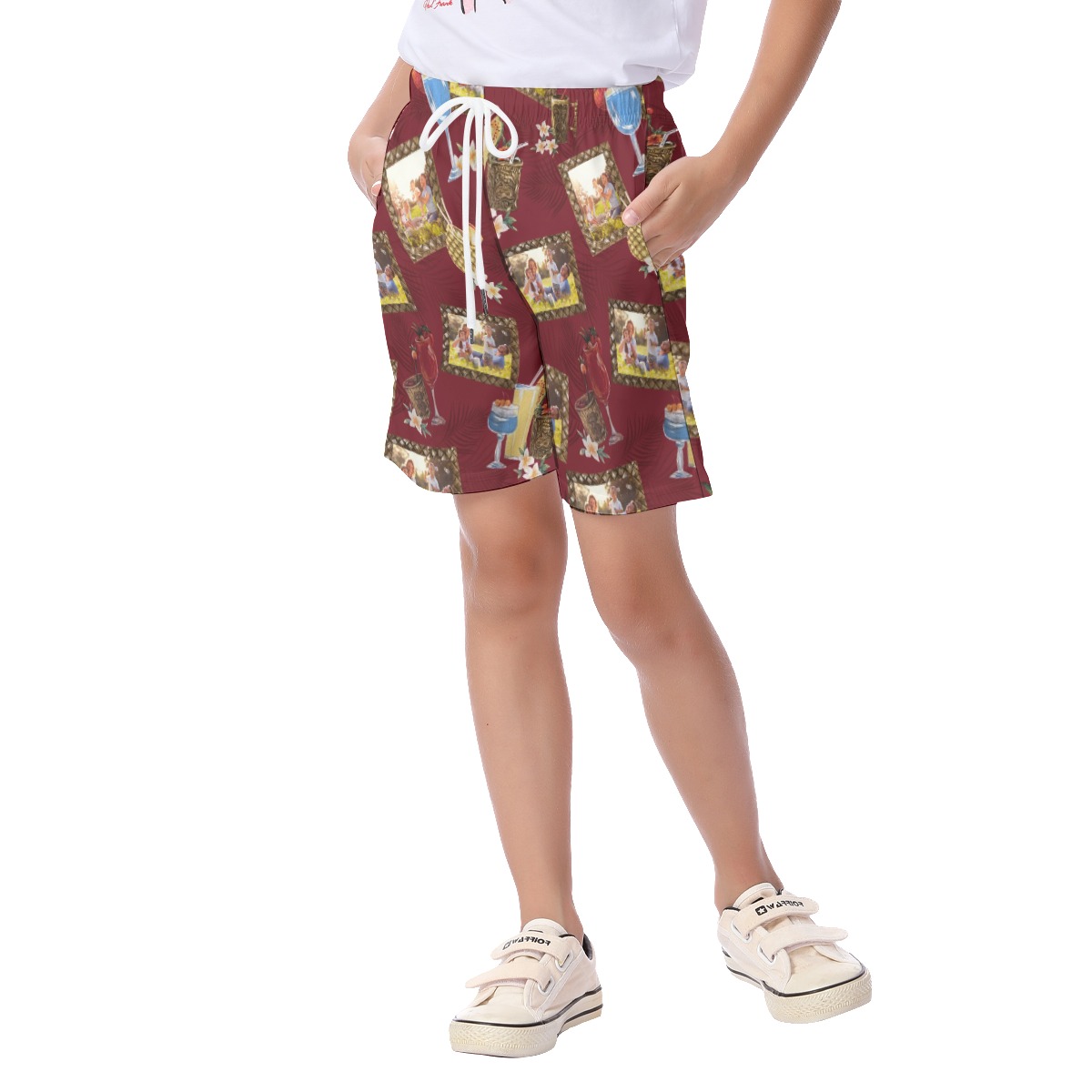 Unique Custom Photos Tropical Drinks Hawaiian Beach Shorts For Kids