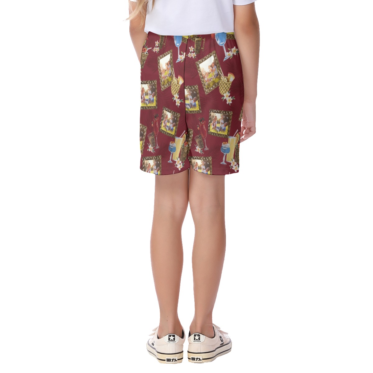 Unique Custom Photos Tropical Drinks Hawaiian Beach Shorts For Kids