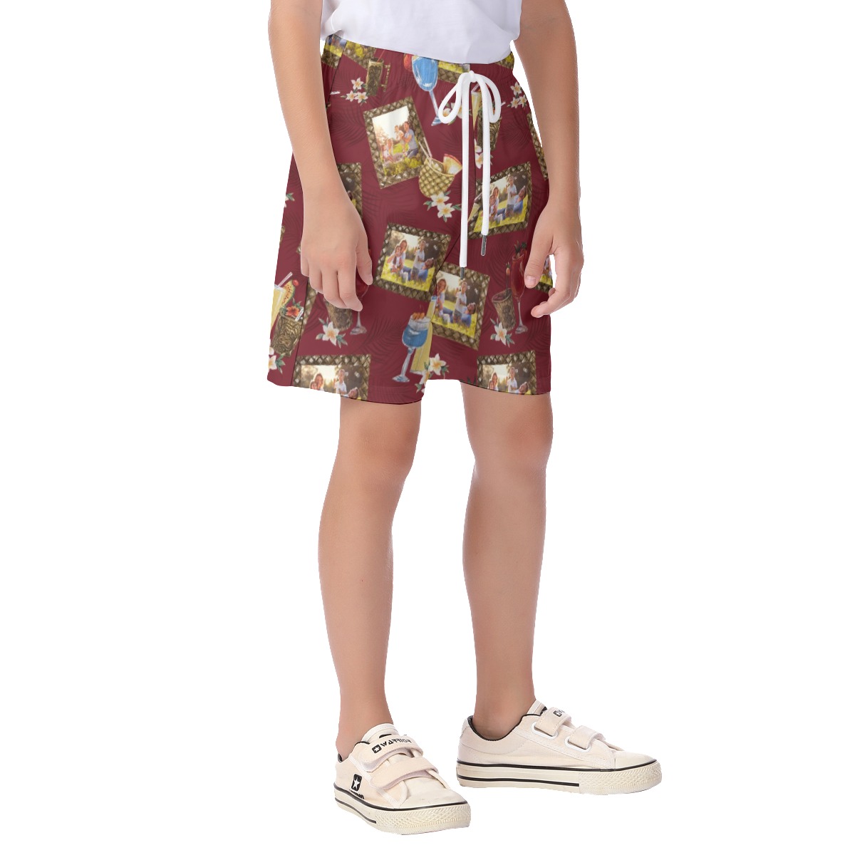 Unique Custom Photos Tropical Drinks Hawaiian Beach Shorts For Kids