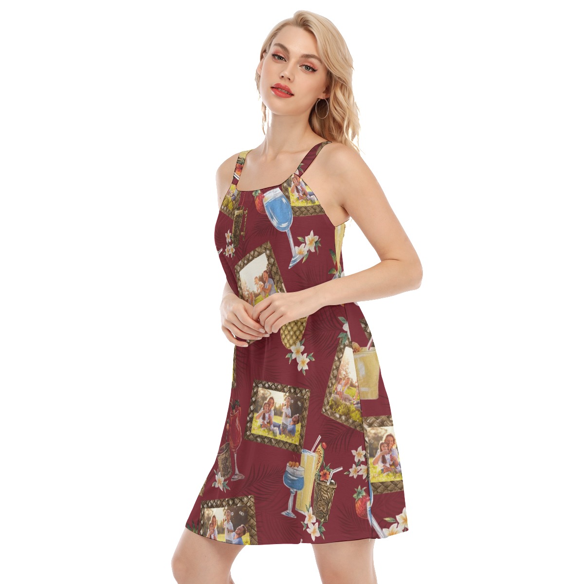 Tropical Tiki Drinks Custom Photos Aloha Cami Dress For Women