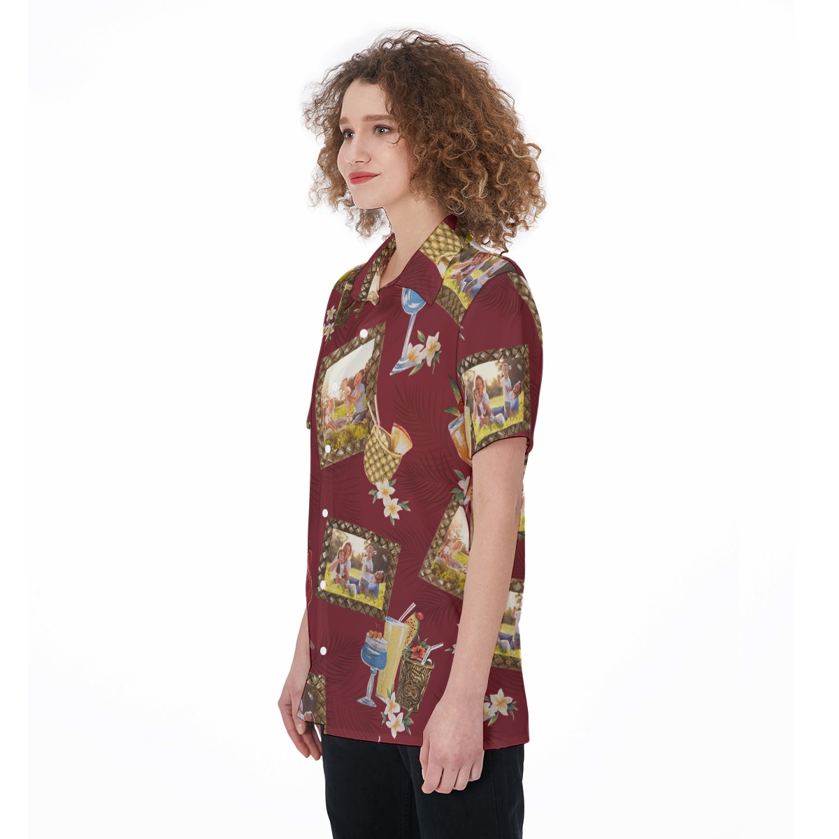 Unique Custom Photos Tropical Drinks Aloha Shirt For Women
