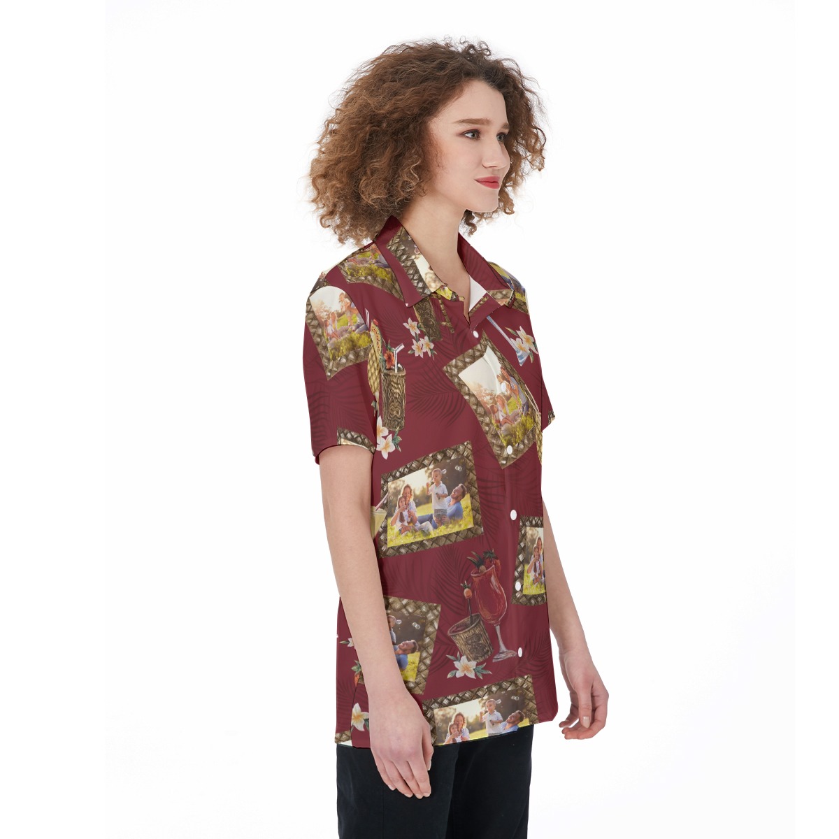 Unique Custom Photos Tropical Drinks Aloha Shirt For Women