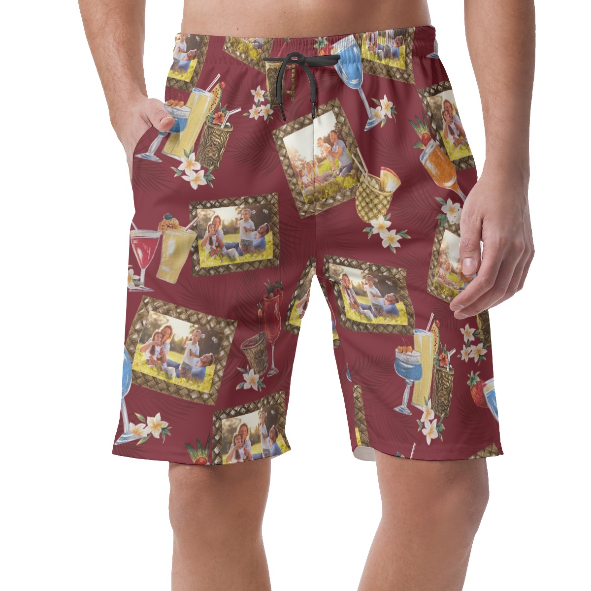 Funny Custom Photos Mix Tropical Drinks Summer Beach Shorts For Men - variant image 1