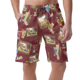 Funny Custom Photos Mix Tropical Drinks Summer Beach Shorts For Men