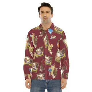 Unique Custom Photos Tiki Drinks Hawaiian Long Sleeve Shirt