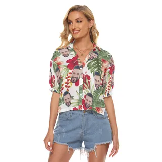 Women's Custom Face Crop Top Hawaiian Shirts