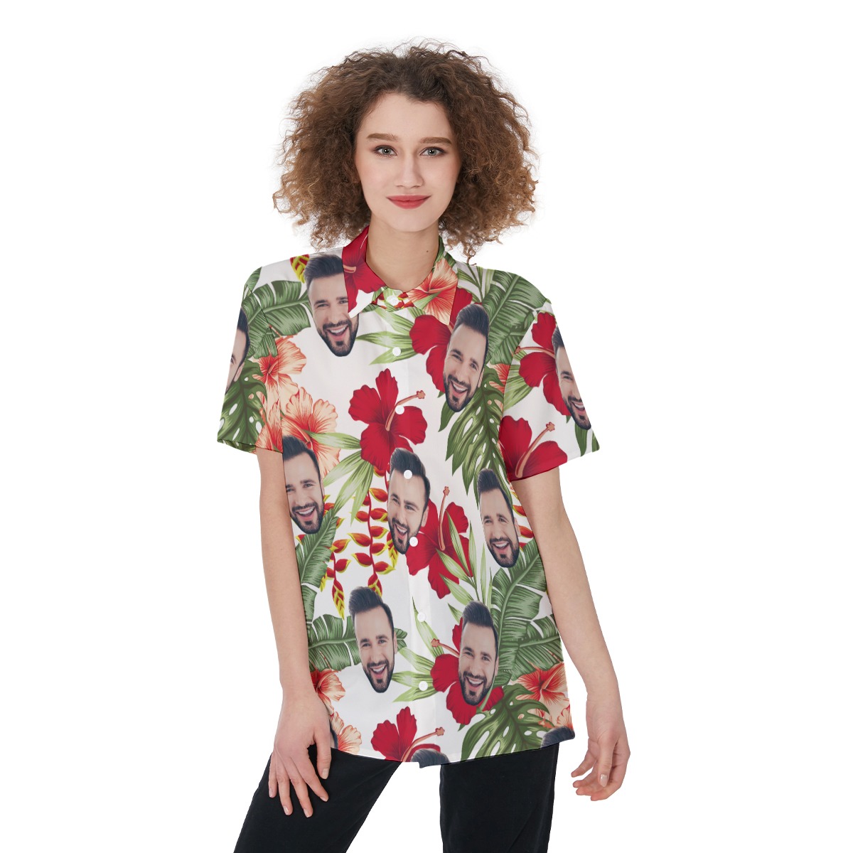 Women's Custom Face Hawaiian Shirts - variant image 1