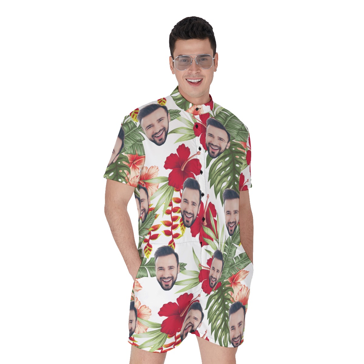 Men's Custom Face Hawaiian Rompers - variant image 1