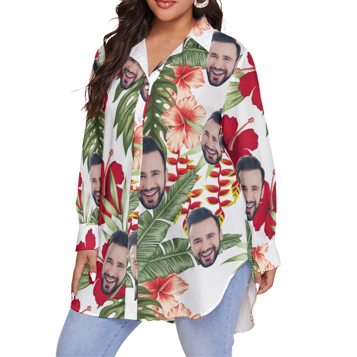 Women's Custom Face Plus Size Hawaiian Shirts - variant image 1