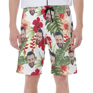 Custom Face Hawaiian Swim Trunks For Men