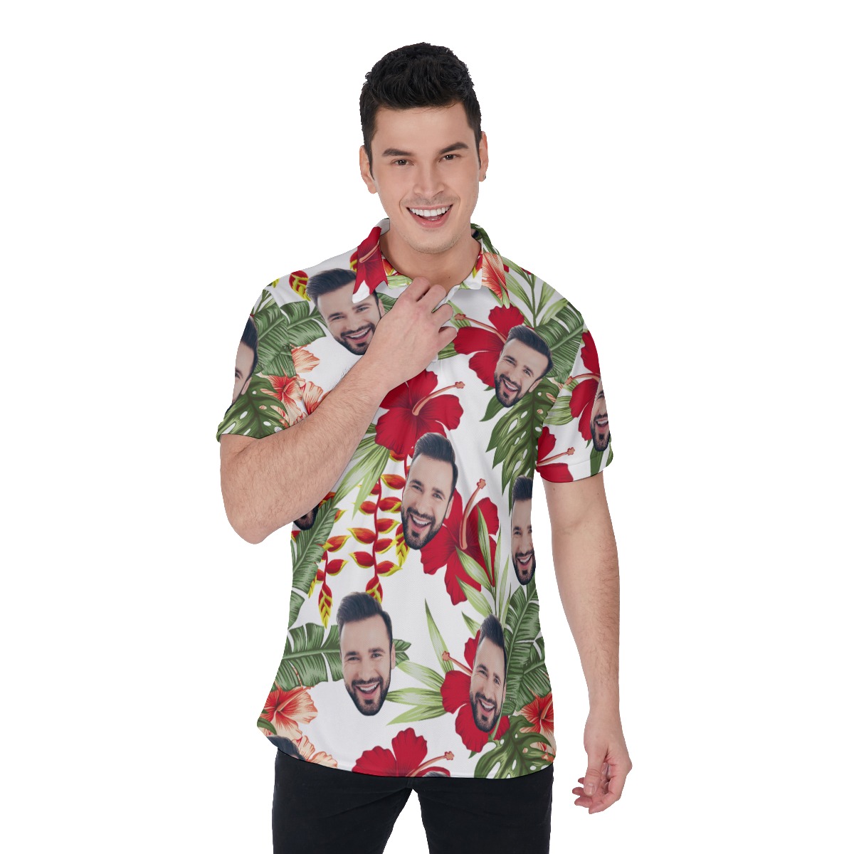 Men's Custom Face Polo Hawaiian Shirts - variant image 1