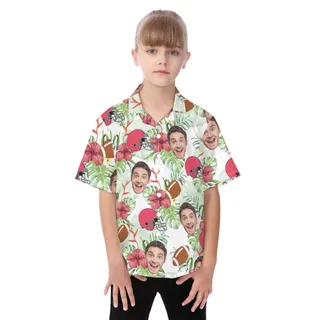 Funny Football Custom Face Hawaiian Shirt For Kids