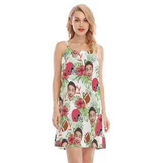 Funny Football Custom Face Aloha Cami Dress For Women