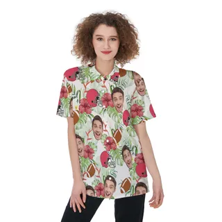 Cool Football Custom Face Hawaiian Shirt For Women