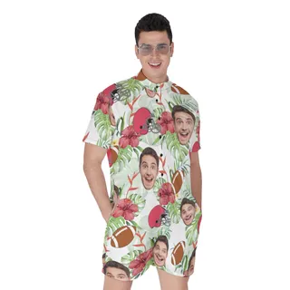 Funny Custom Face Football Hawaiian Romper