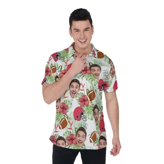 Funny Custom Face Football Hawaiian Polo Shirt