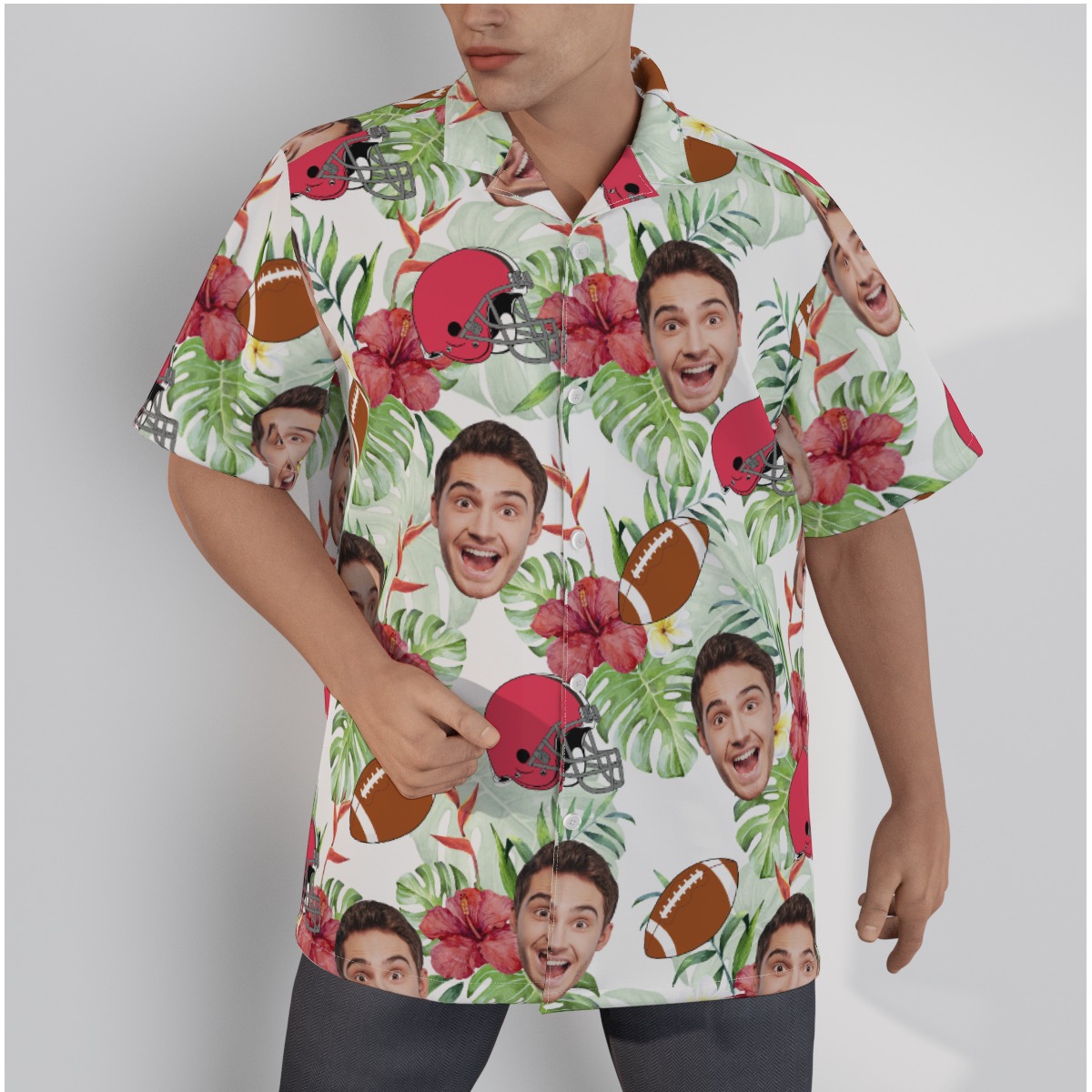 Football Custom Face Hawaiian Shirt - variant image 1