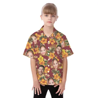 Kid's Hawaiian Button Shirt Custom Face