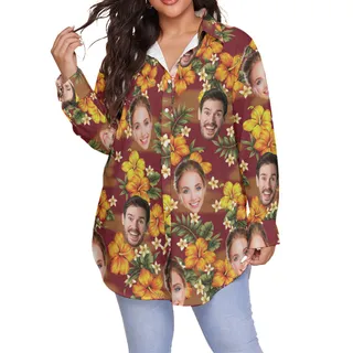 Women's Plus Size Hawaiian Shirt With Custom Face