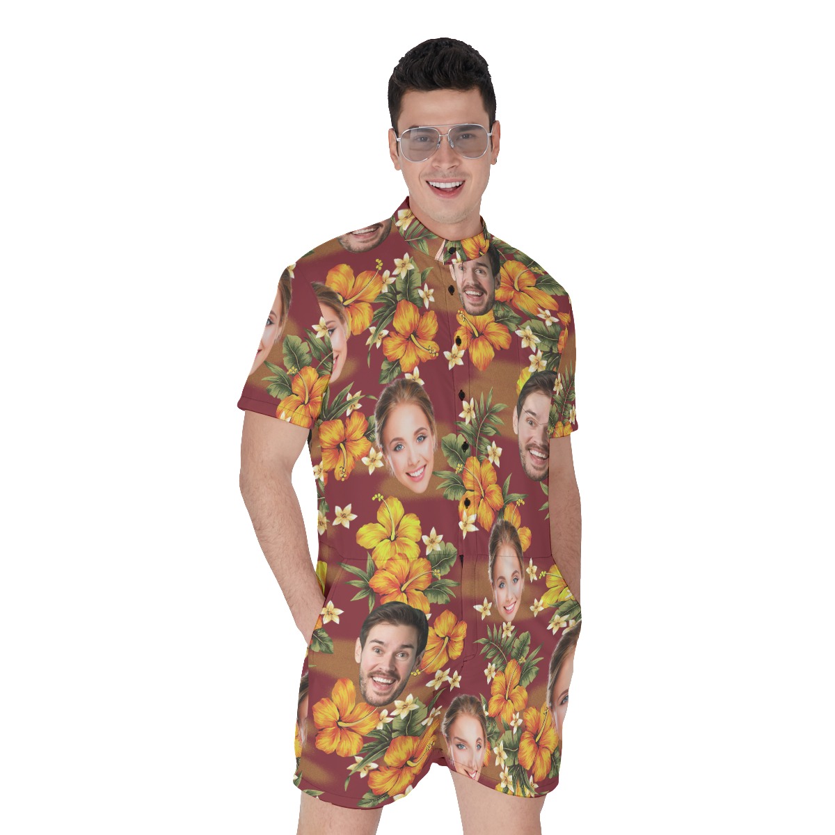 Men's Tropical Romper With Custom Face - variant image 1