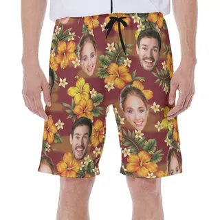 Men's Hawaiian Swim Trunks With Custom Face