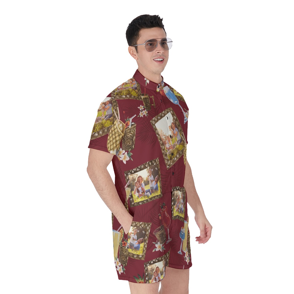 Unique Custom Photos Vintage Hawaiian Romper For Men