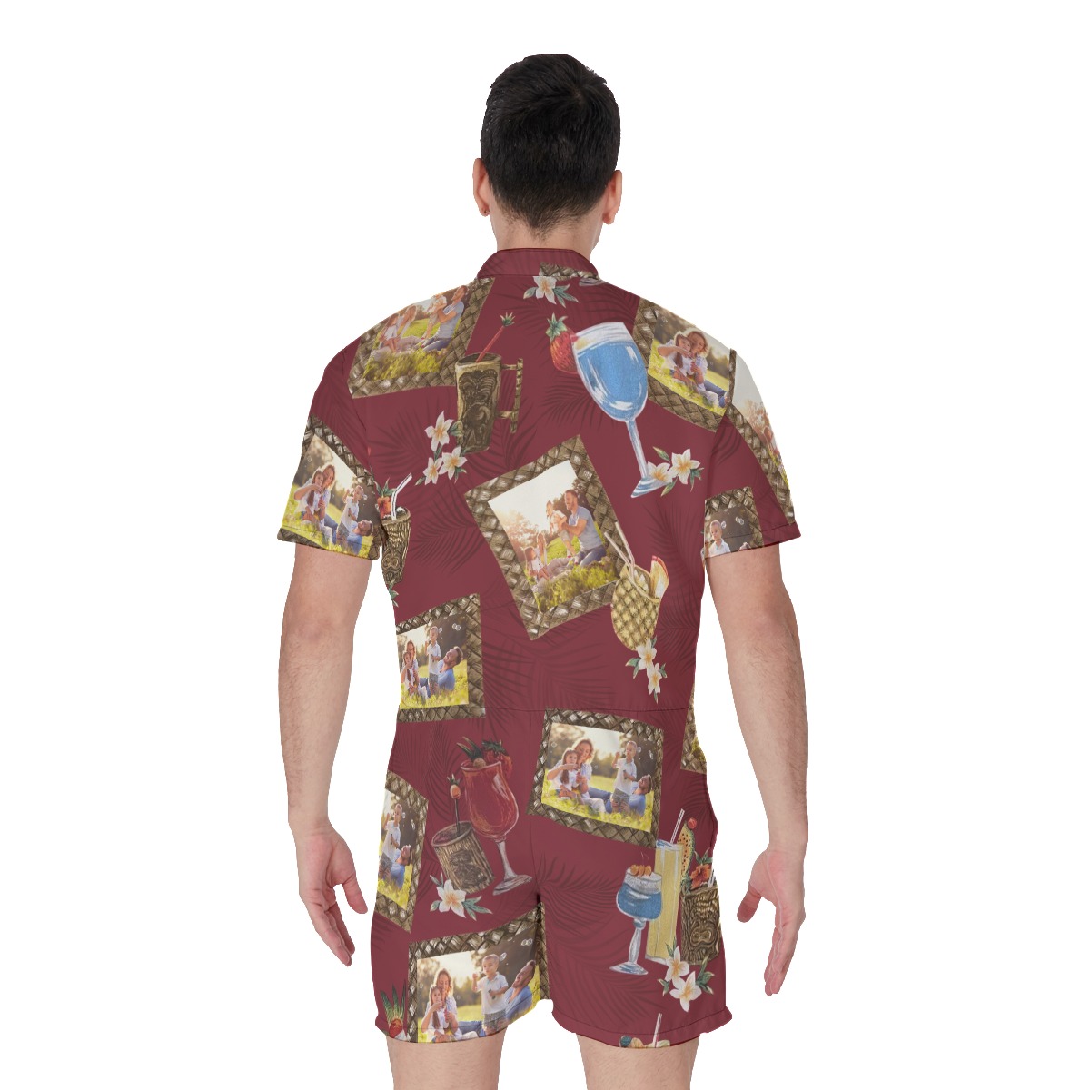 Unique Custom Photos Vintage Hawaiian Romper For Men