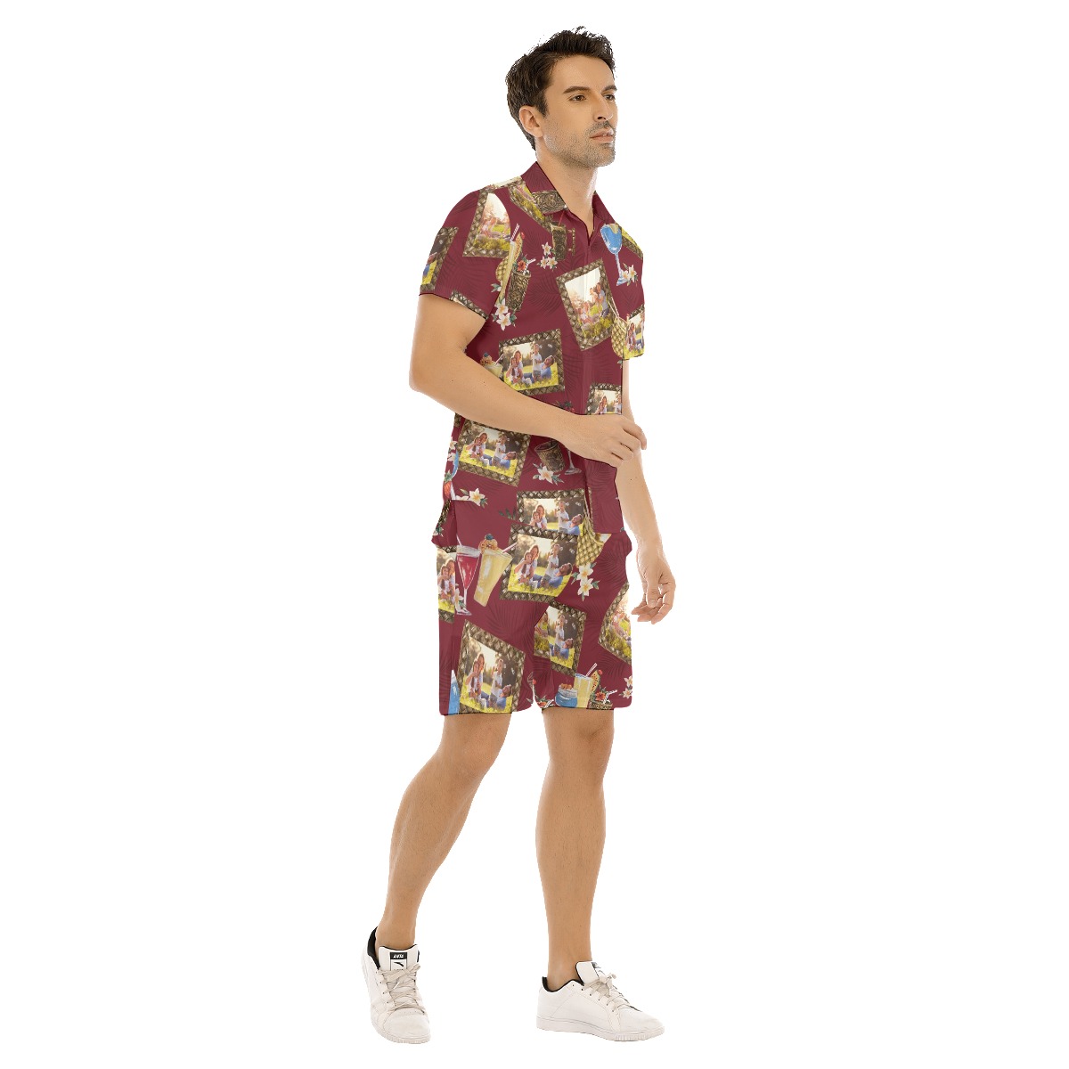 Custom Photos Tropical Tiki Drinks Hawaiian Shirt And Shorts For Men