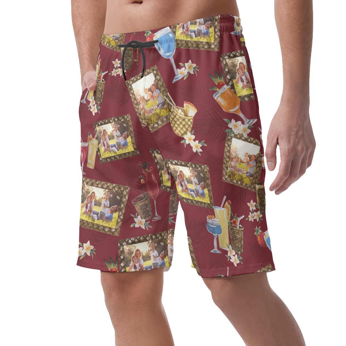 Funny Custom Photos Mix Tropical Drinks Summer Beach Shorts For Men