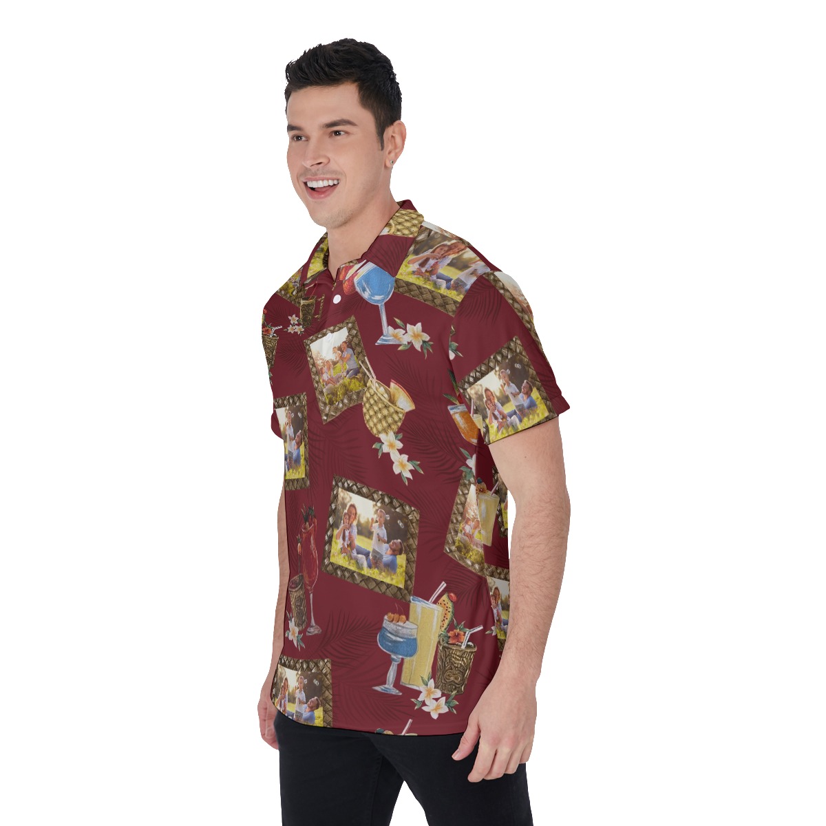 Funny Custom Photos Tropical Drinks Hawaiian Polo Shirt