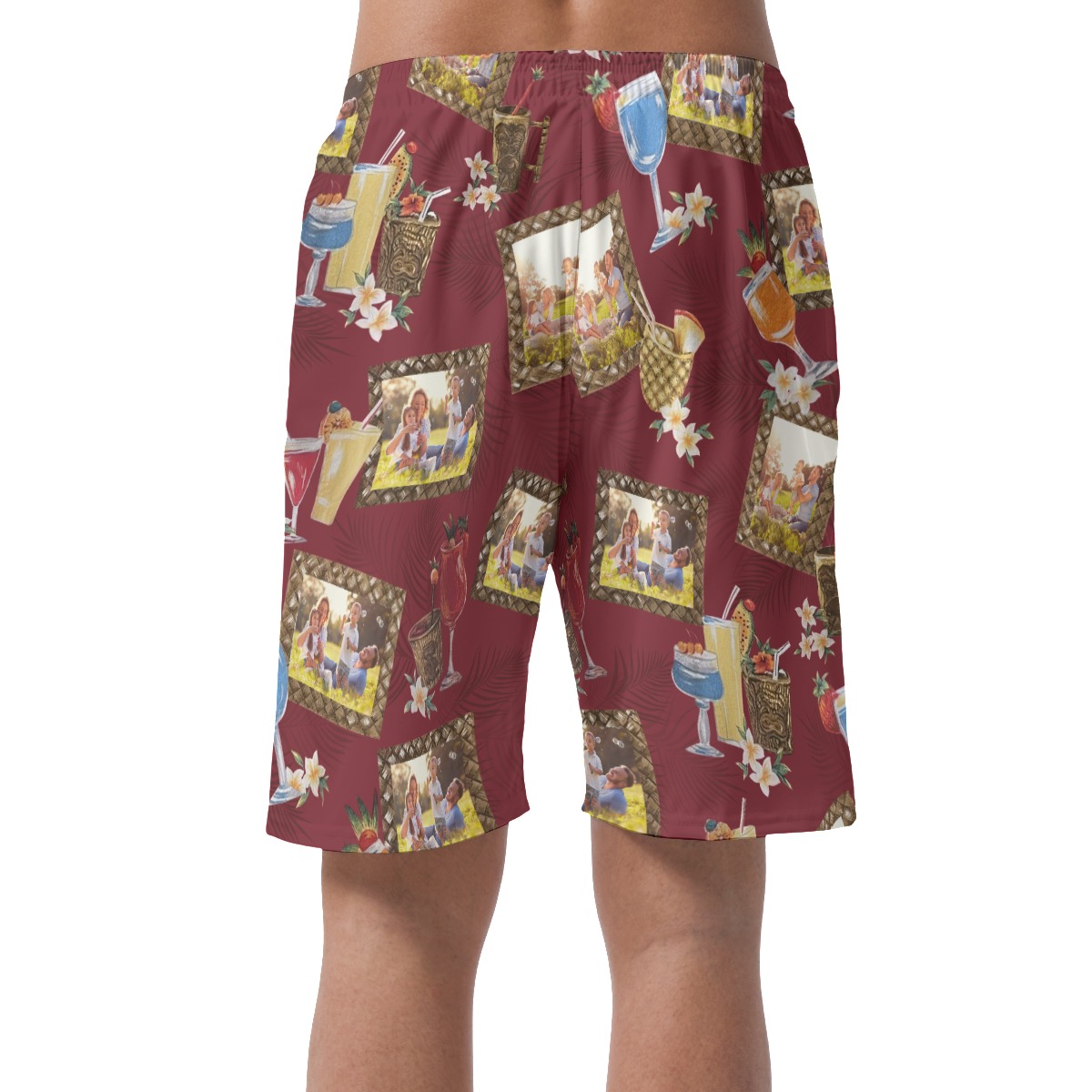 Funny Custom Photos Mix Tropical Drinks Summer Beach Shorts For Men